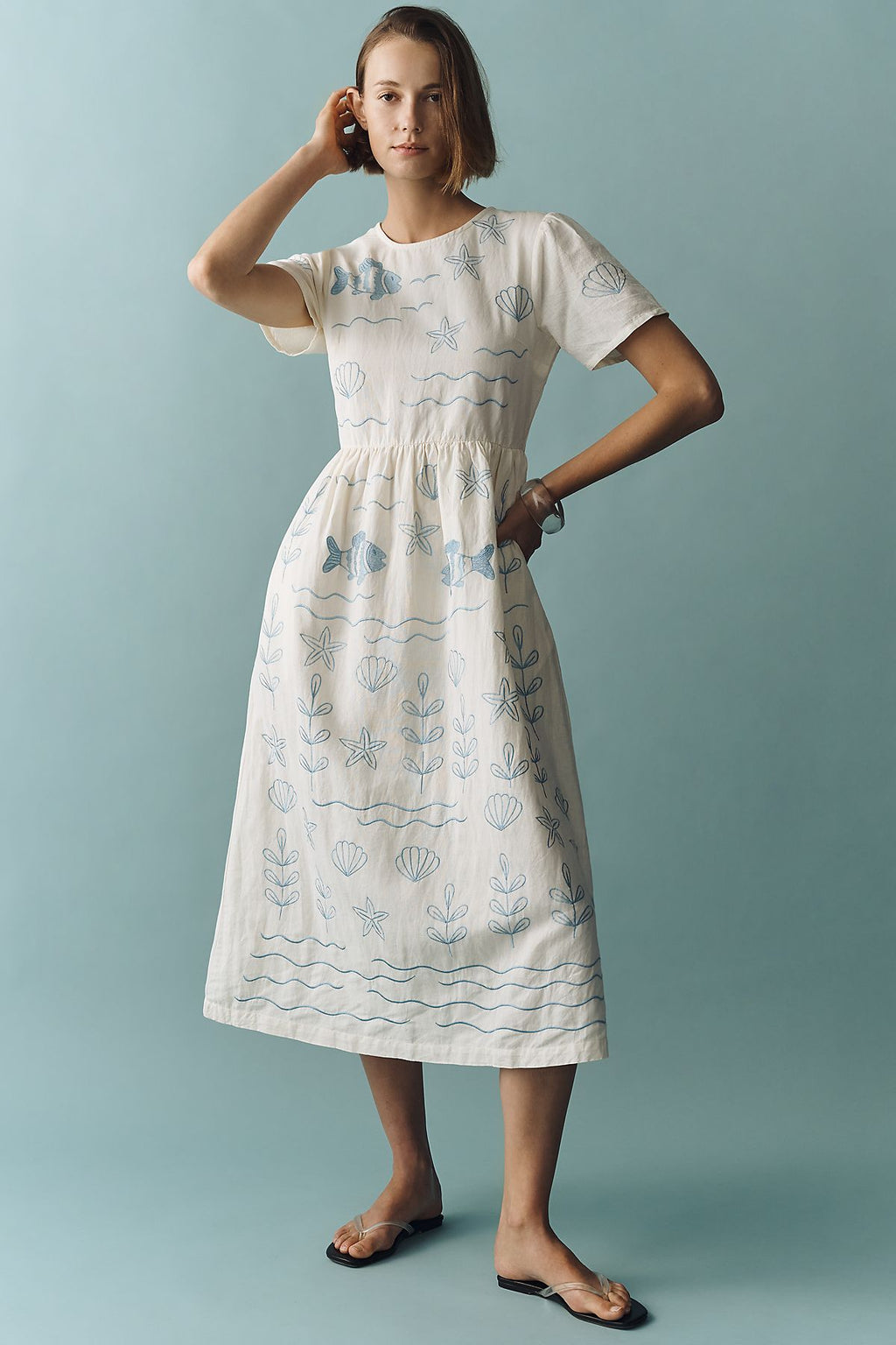 Beau & Ro Lynn Cotton Linen Midi Dress