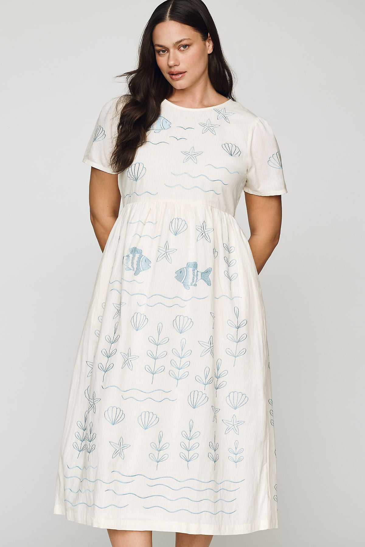 Beau & Ro Lynn Cotton Linen Midi Dress