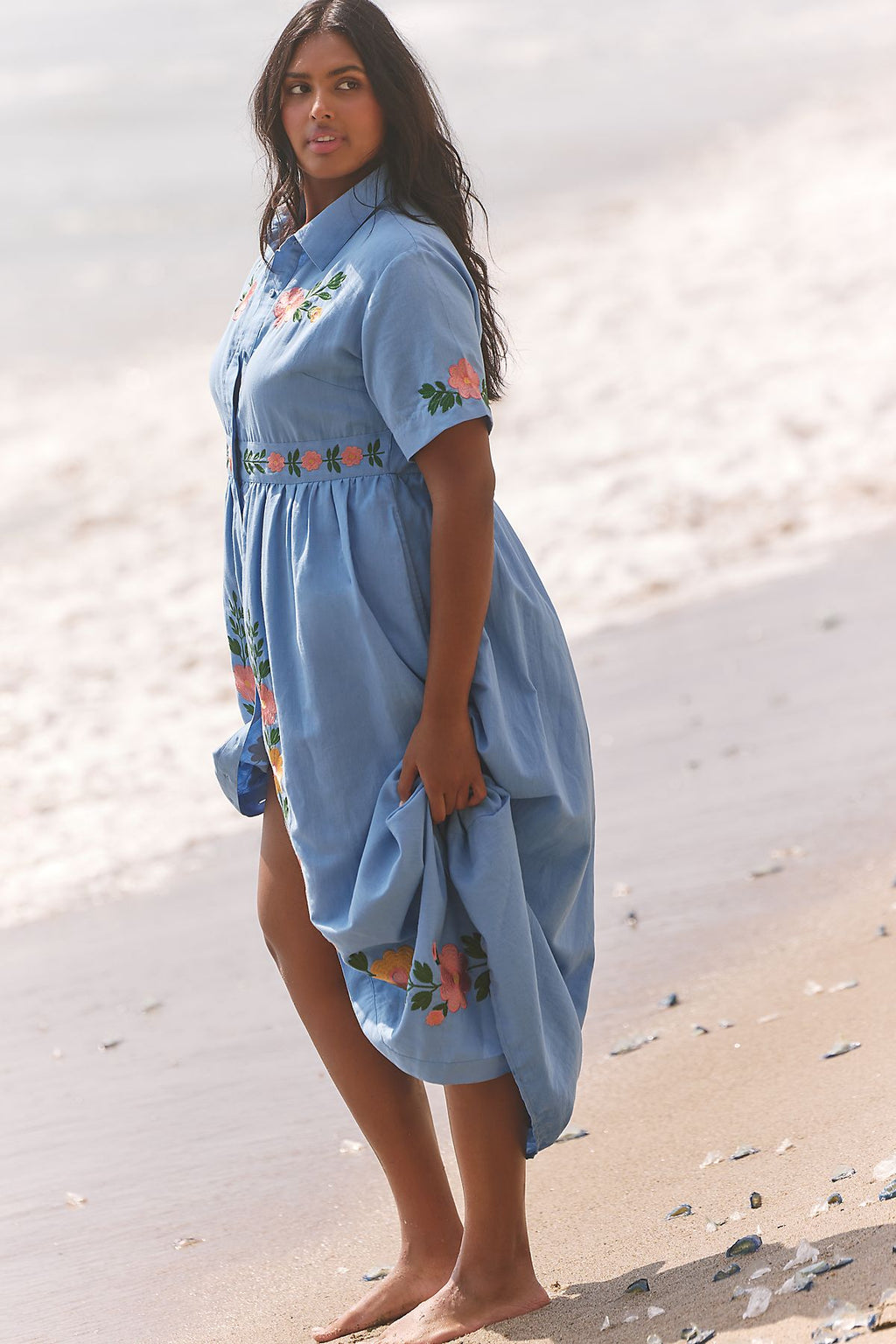 Beau & Ro Elle 100% Cotton Poplin Midi Dress