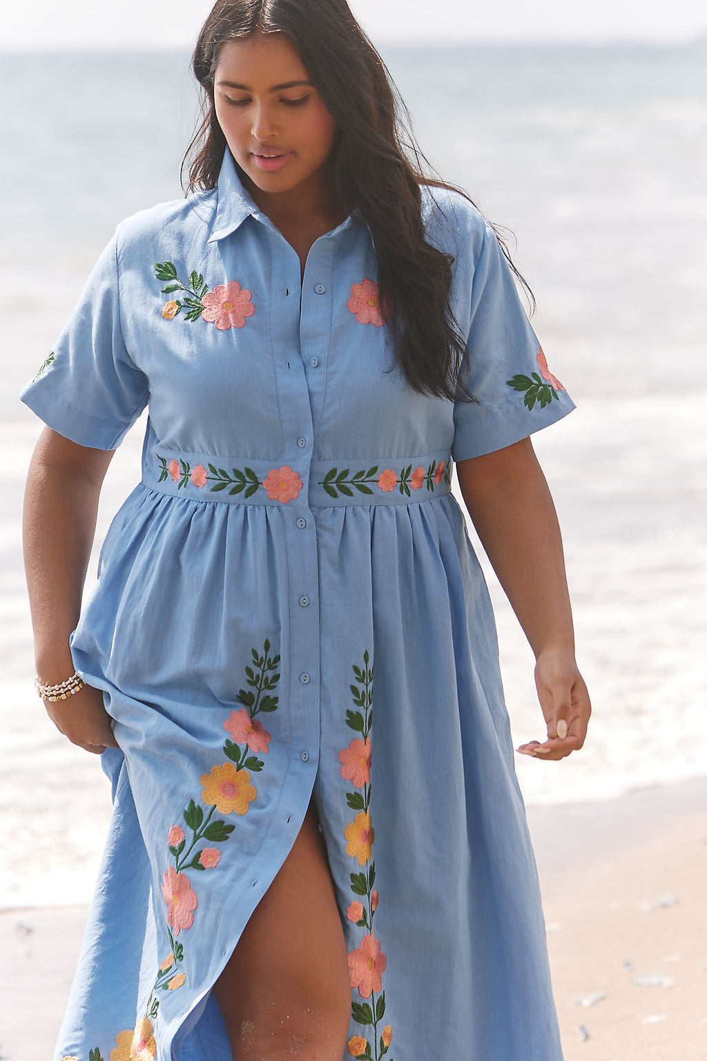 Beau & Ro Elle 100% Cotton Poplin Midi Dress