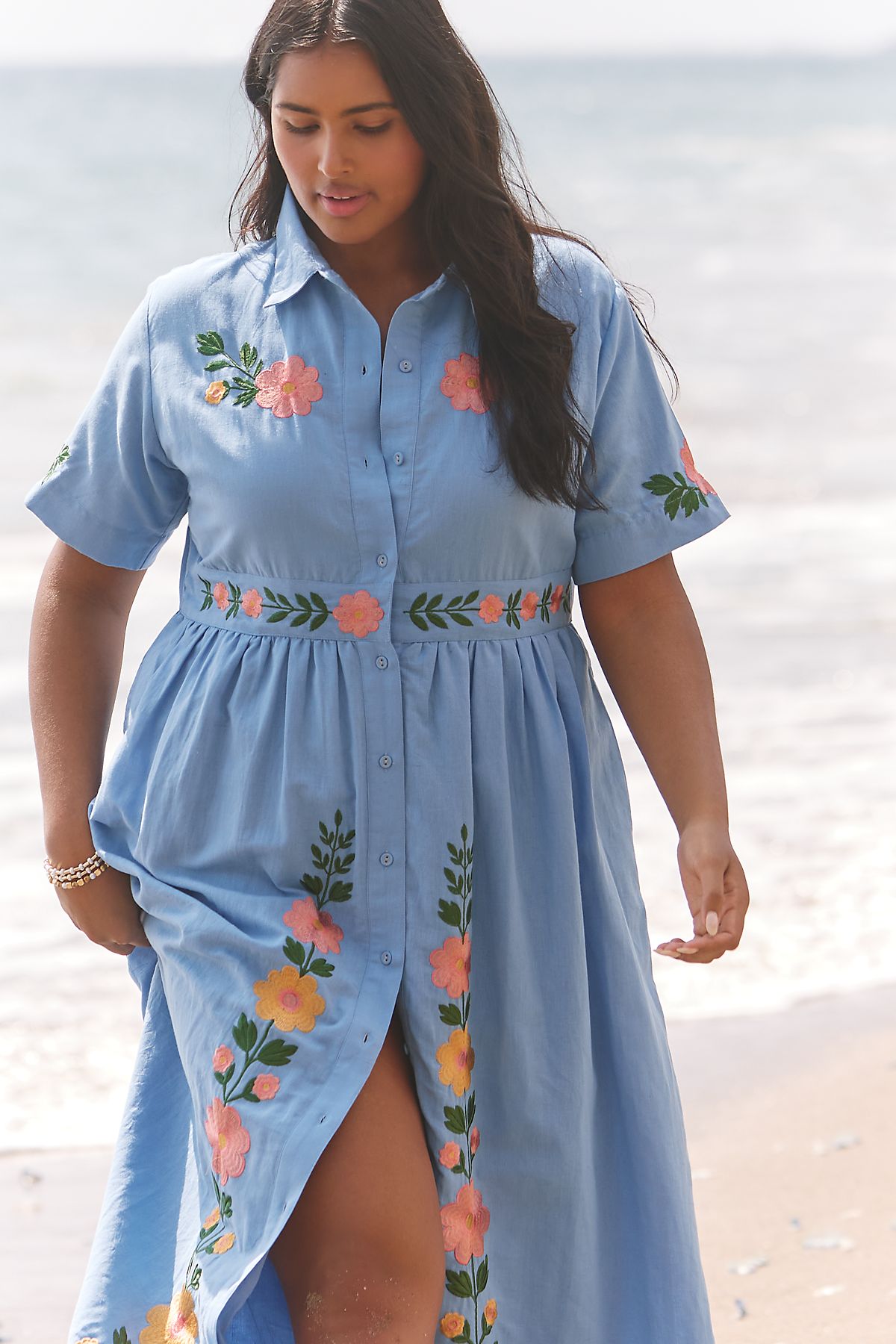 Beau & Ro Elle 100% Cotton Poplin Midi Dress
