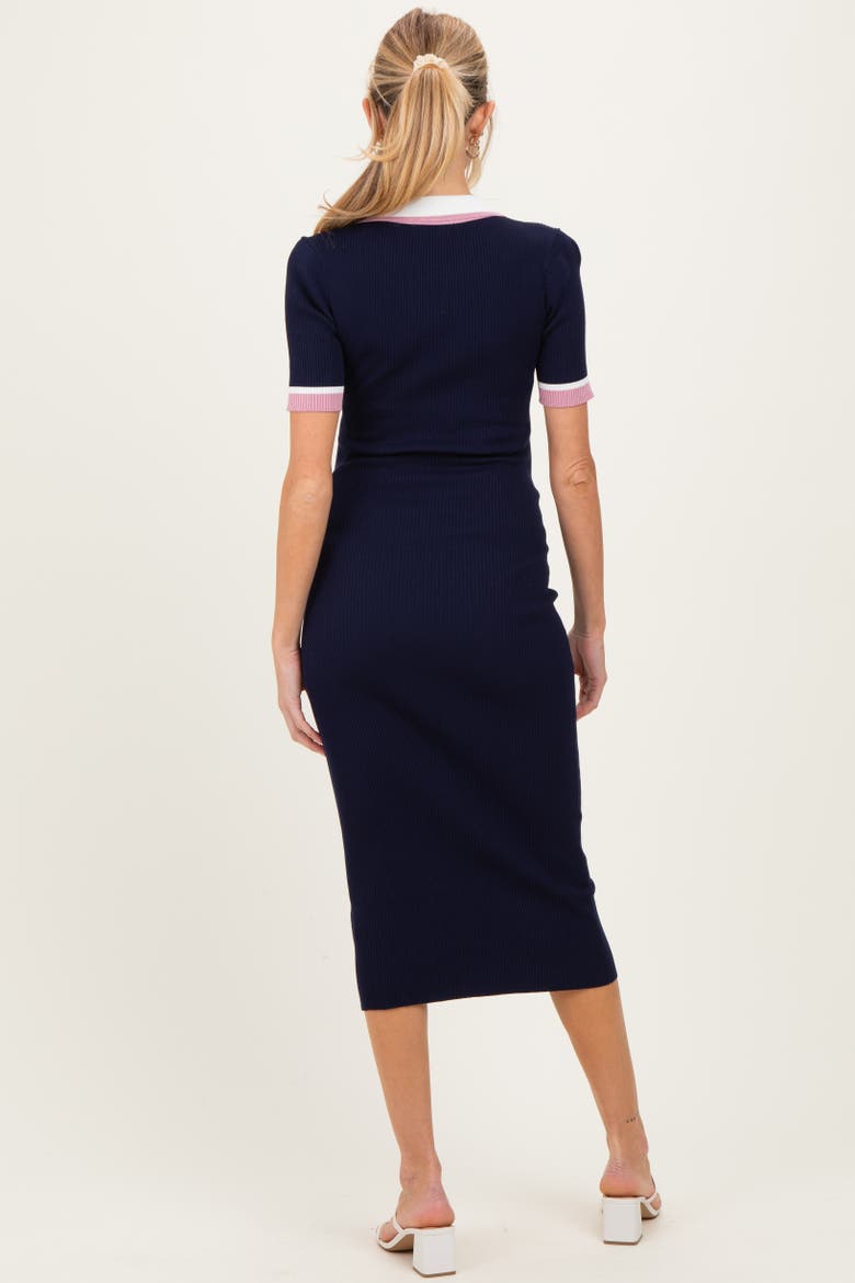 Collared Colorblock Midi Dress