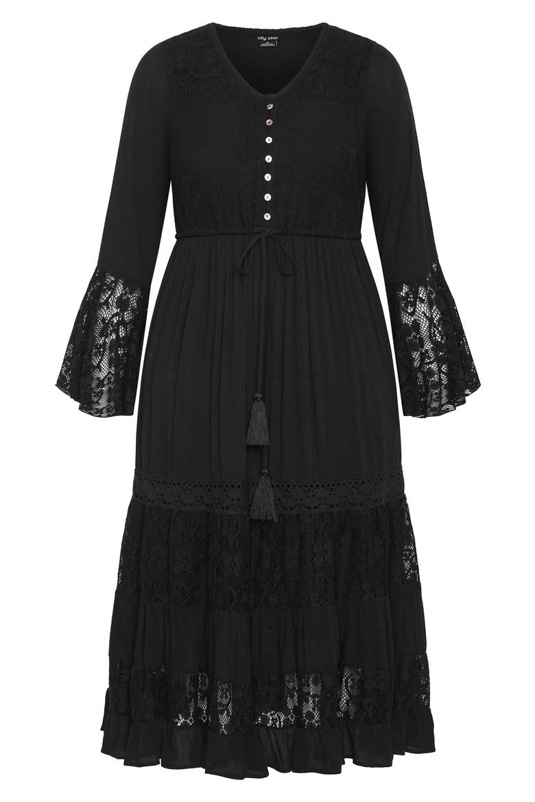 Dulce Lace Detail Long Sleeve Maxi Dress