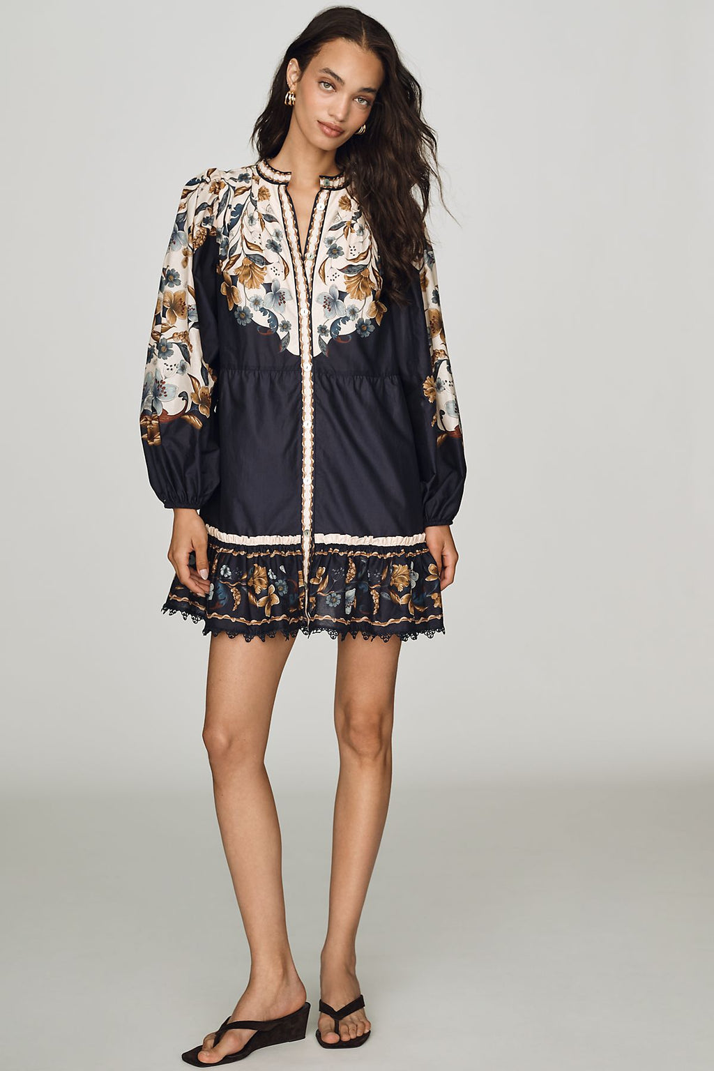 Farm Rio Golden Nature Cotton Mini Dress