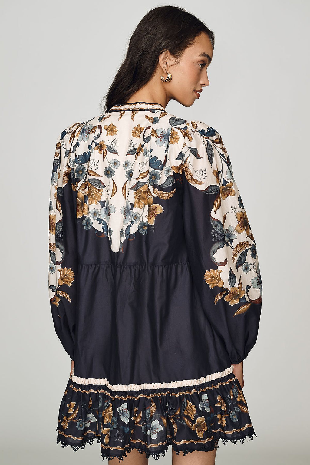 Farm Rio Golden Nature Cotton Mini Dress