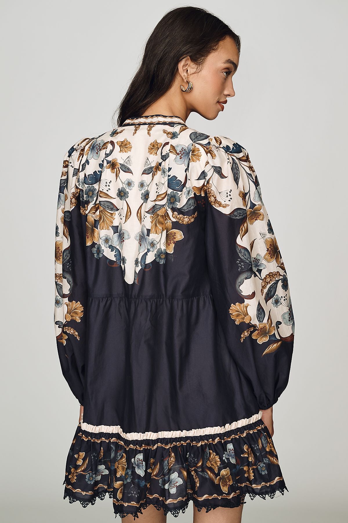 Farm Rio Golden Nature Cotton Mini Dress
