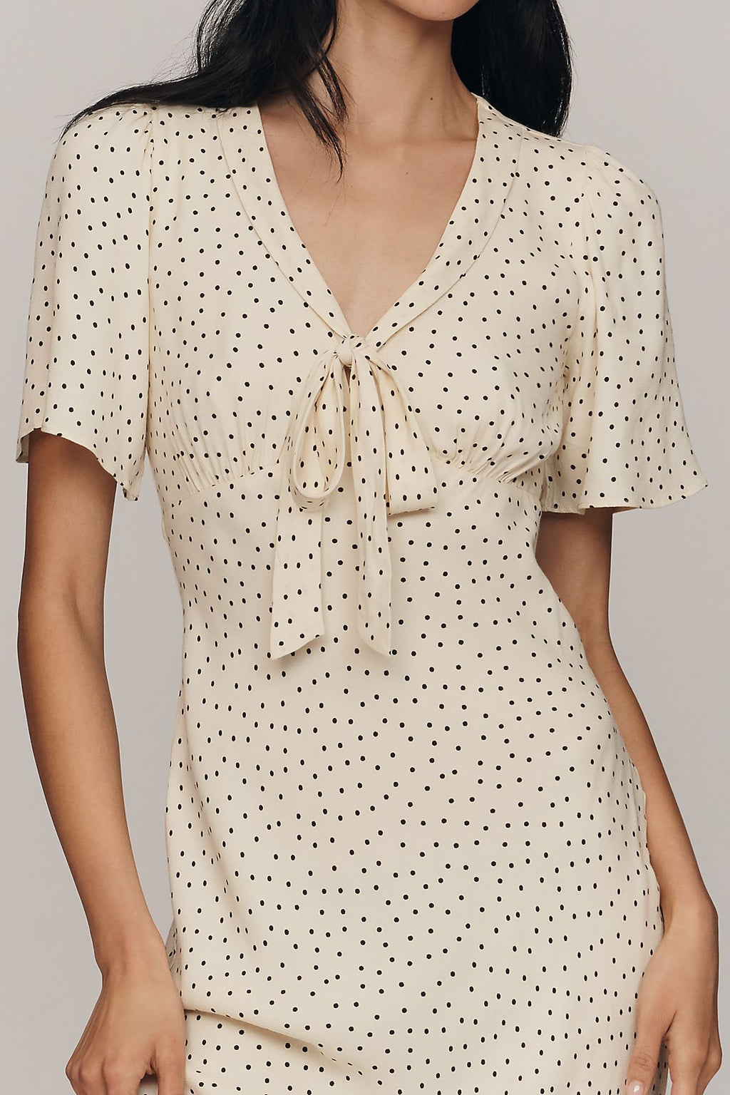 Reformation Tyra Short-Sleeve V-Neck Midi Dress