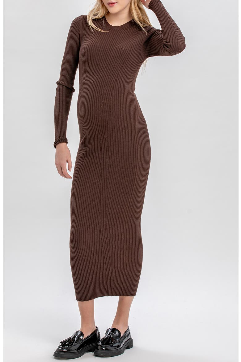 Stella Long Sleeve Rib Body-Con Maternity Dress