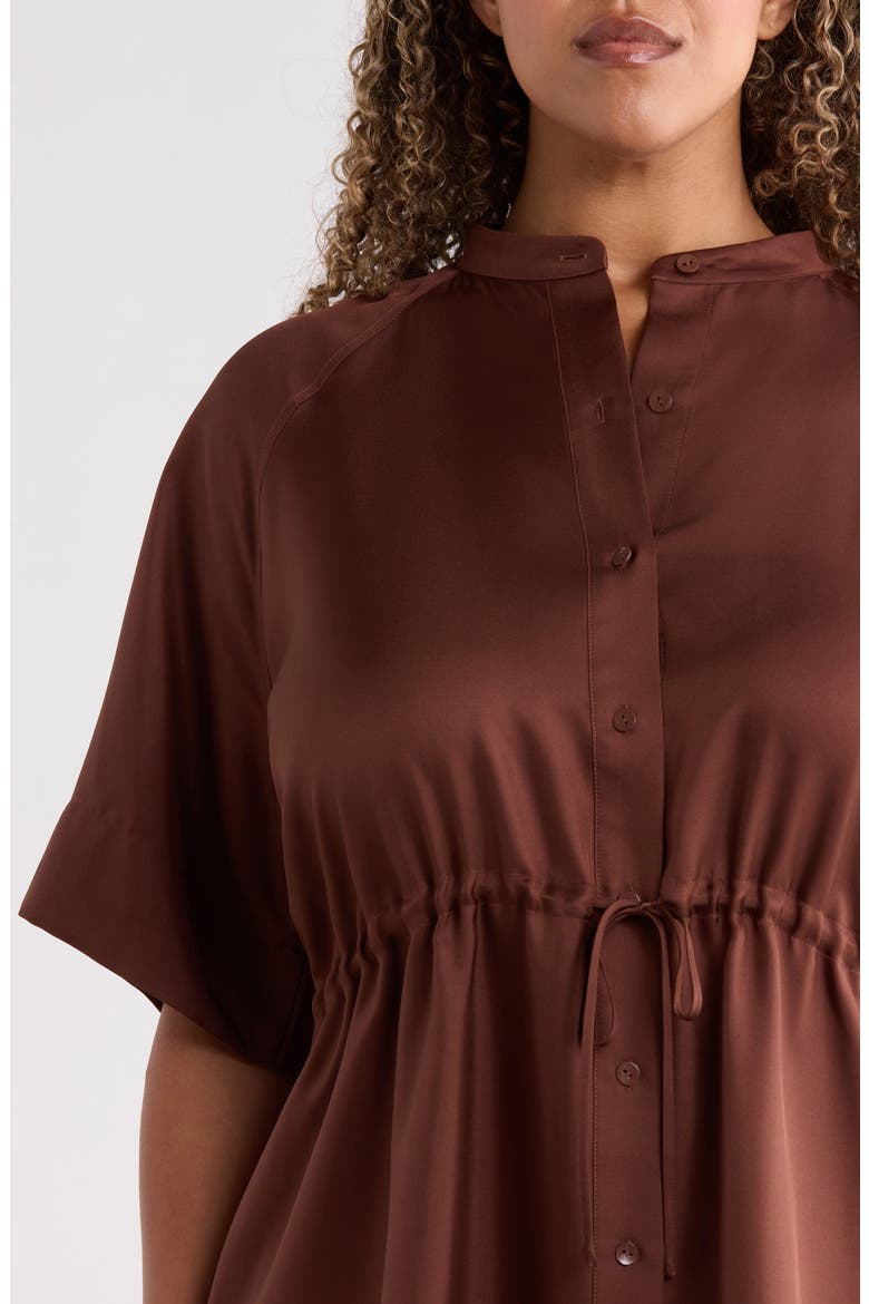 Silk Mandarin Collar Midi Dress