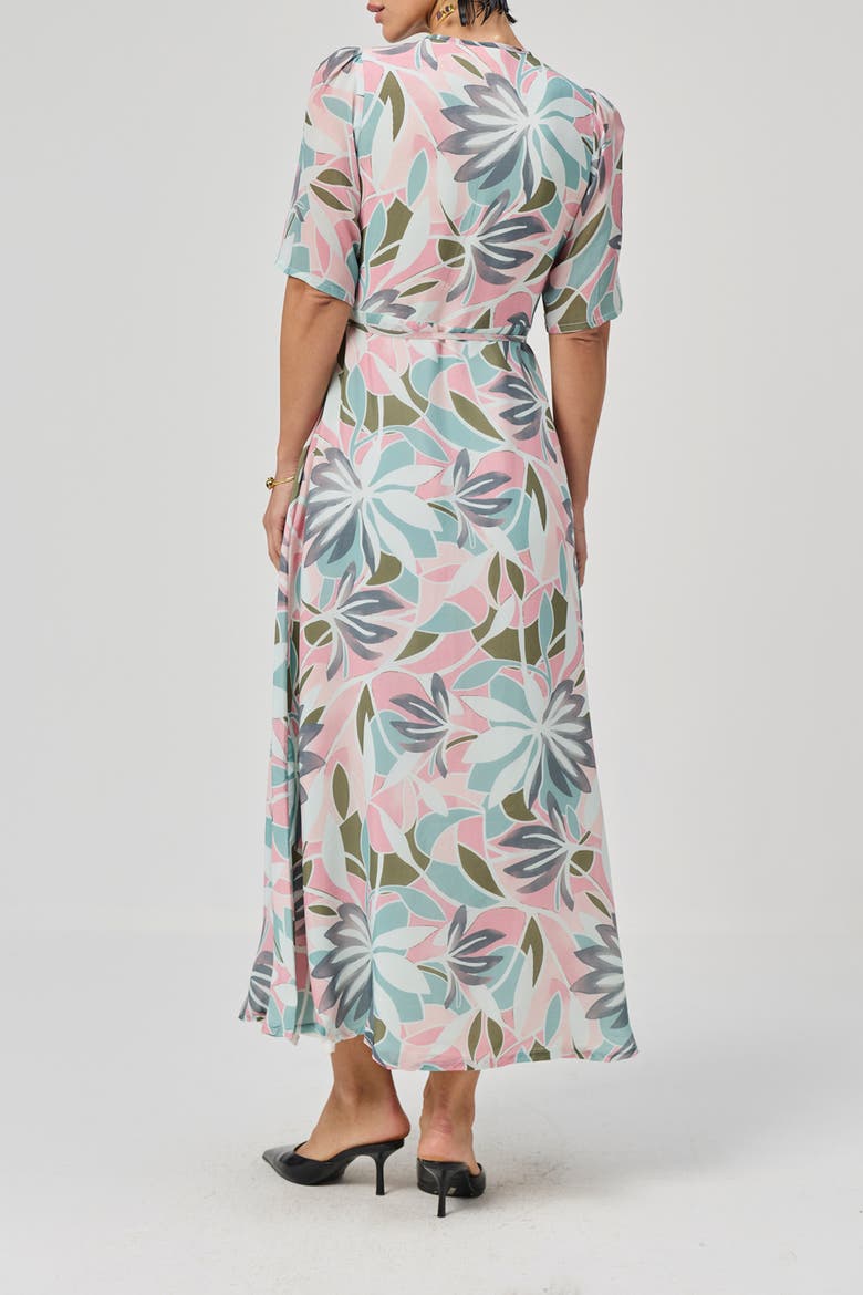 Abstract Floral Wrap Maxi Dress