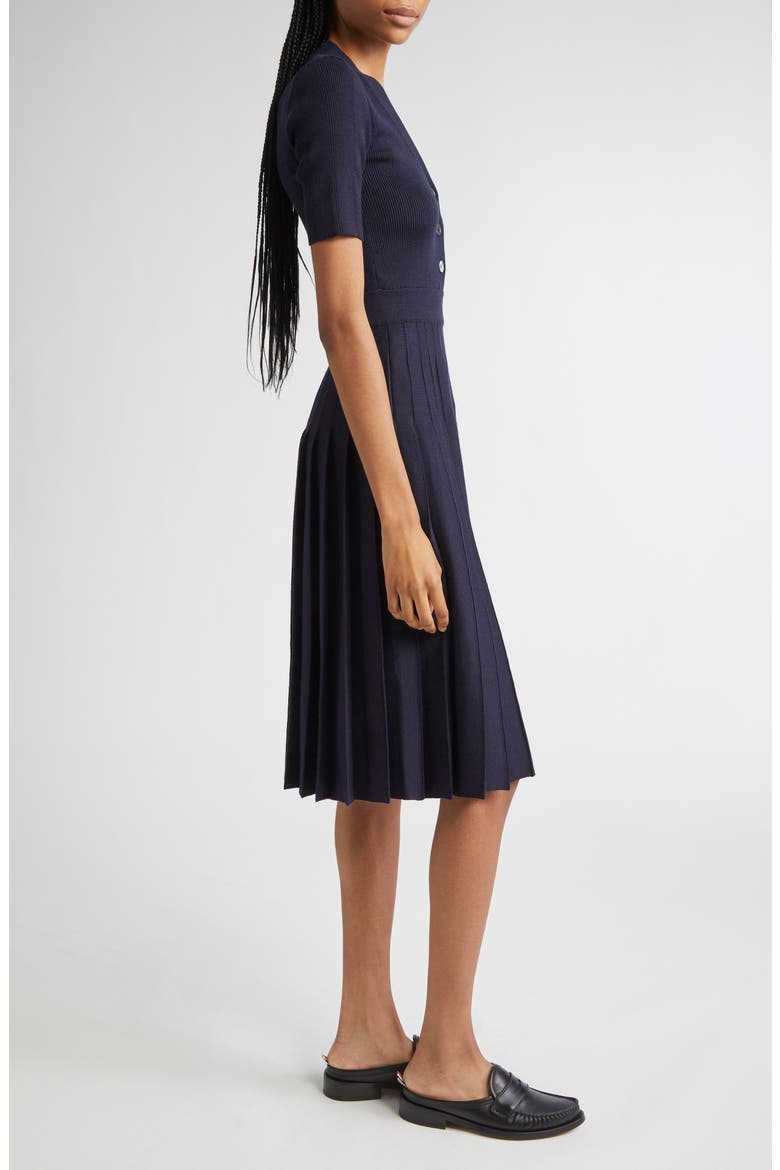 Mixed Stitch Wool & Silk Midi Dress