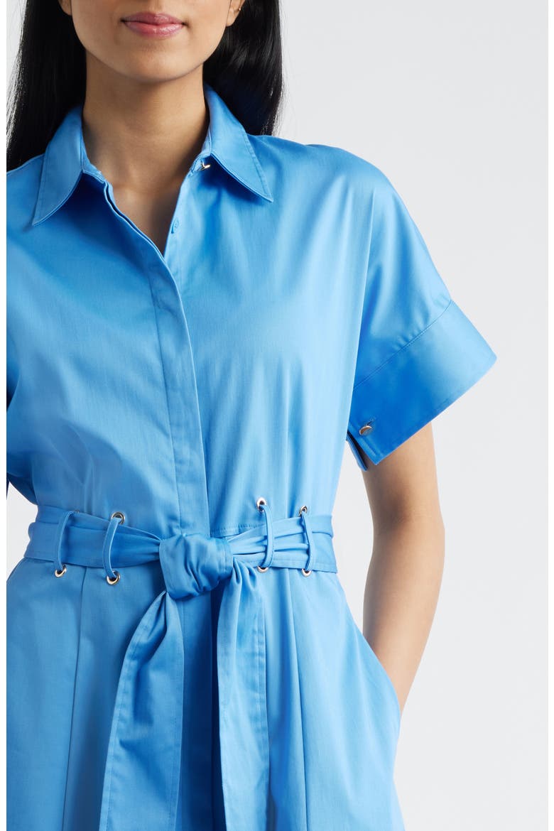 Grommet Belt Loop Midi Shirtdress