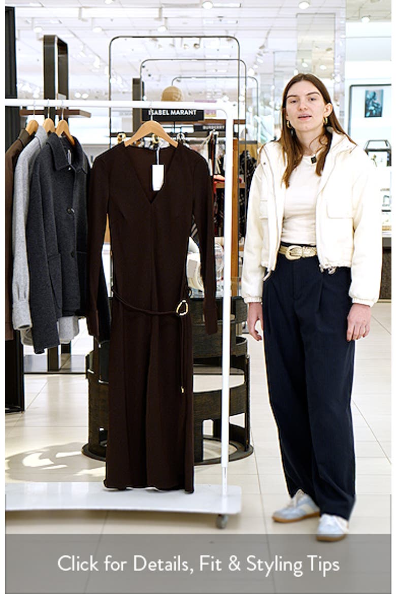 Belted Long Sleeve Midi Dress