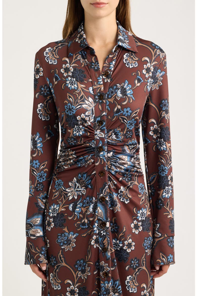 Floral Long Sleeve Midi Shirtdress