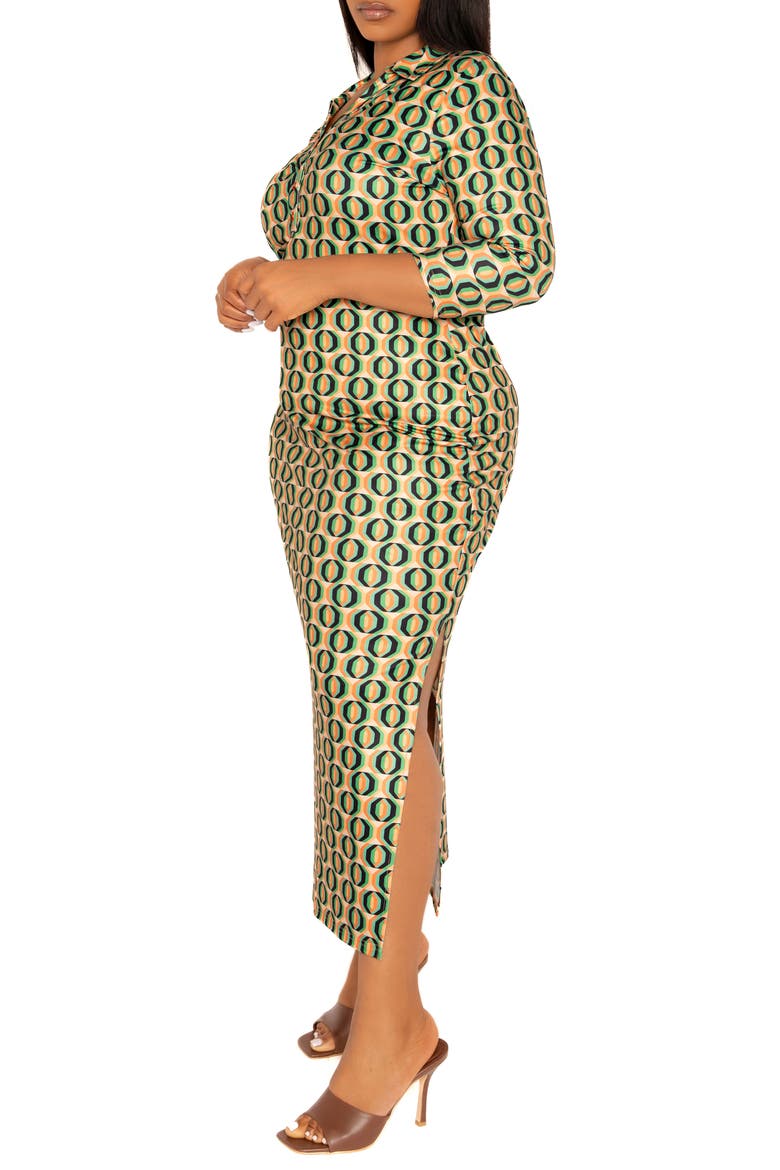Geometric Print Body-Con Maxi Dress