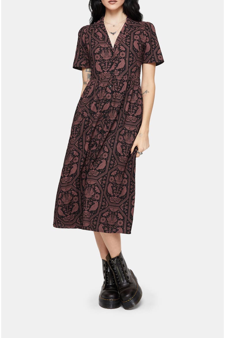 Annabel Raven Print Midi Shirt Dress