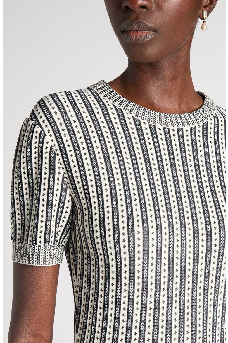 Jacquard Stripe Trumpet Sweater Dress