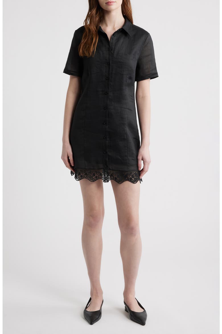 The Embroidered Seaside Ramie Button-Up Minidress