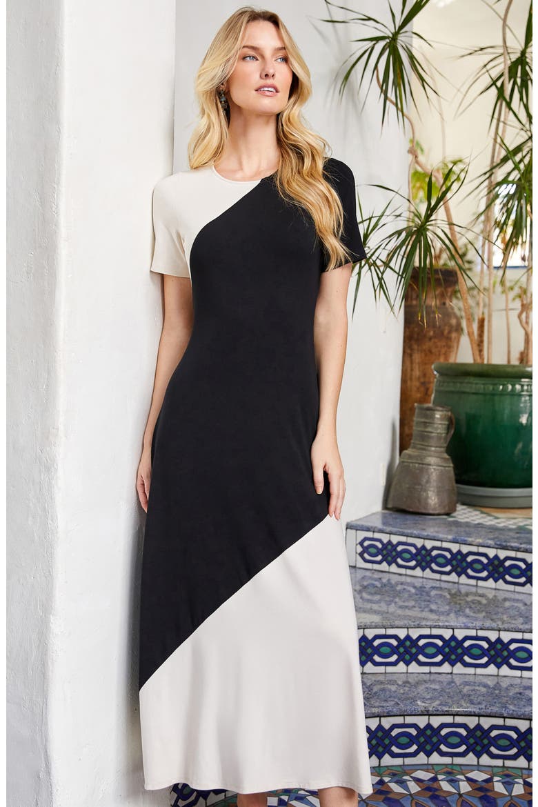 Colorblock Jersey Midi Dress