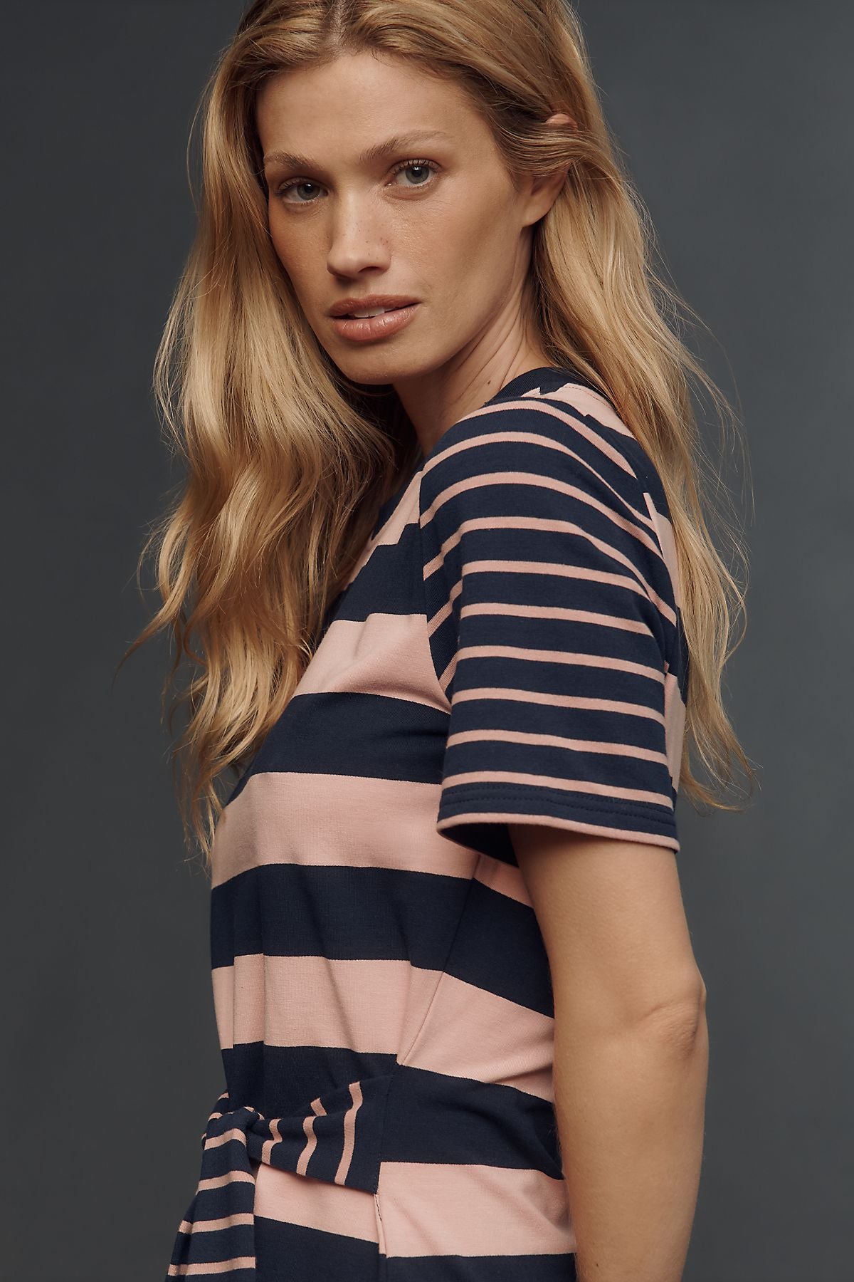 English Factory Short-Sleeve Contrast Striped Mini Dress