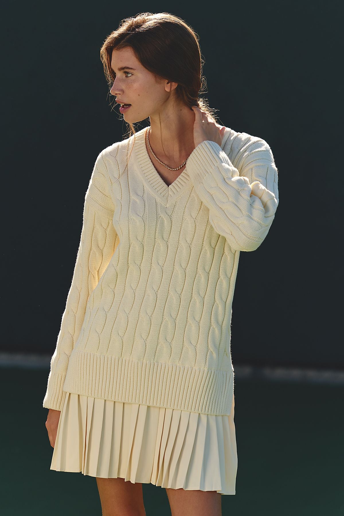 English Factory Pleated Twofer Mini Dress