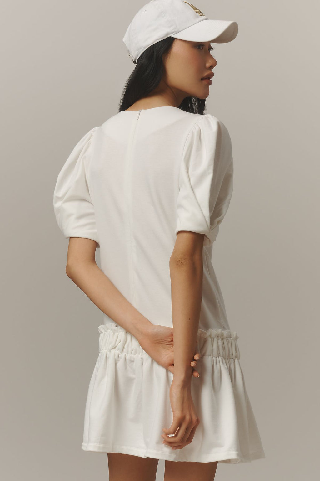 English Factory Tiered Puff-Sleeve Mini Dress