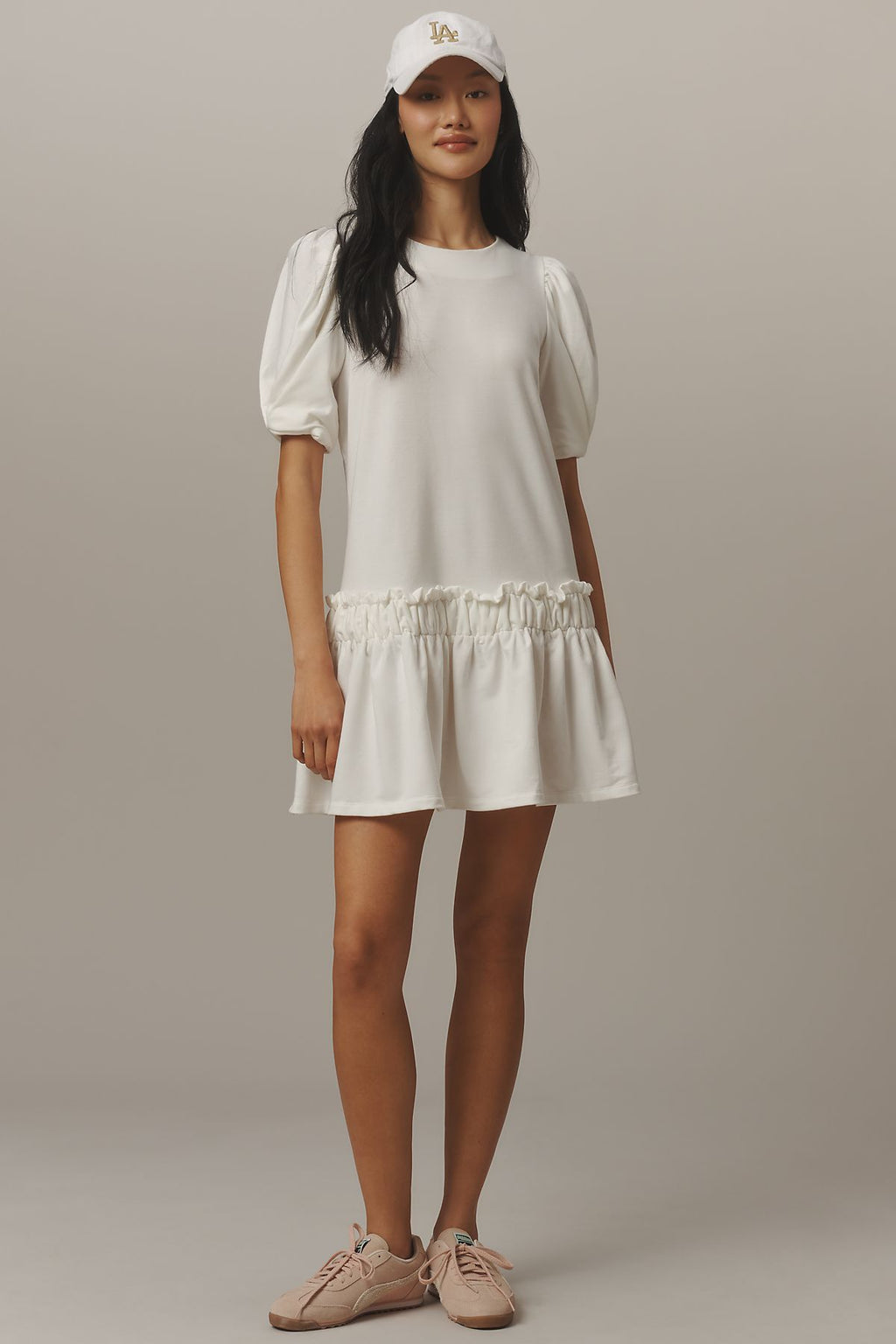 English Factory Tiered Puff-Sleeve Mini Dress