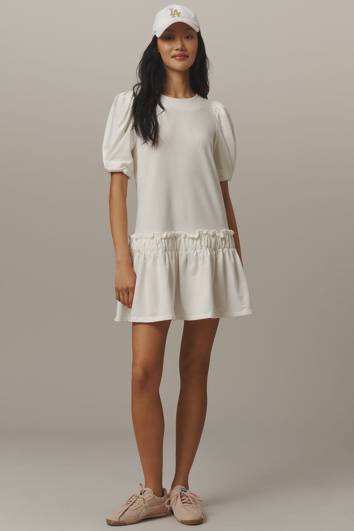 English Factory Tiered Puff-Sleeve Mini Dress