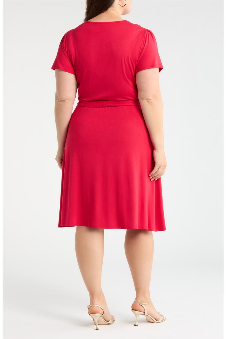 Flutter Sleeve Faux Wrap Jersey Dress