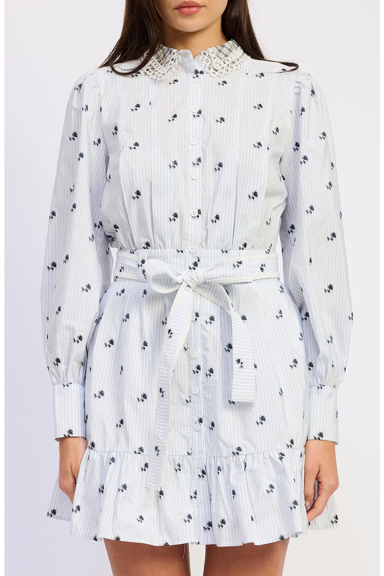 Veronica Floral Stripe Long Sleeve Shirtdress