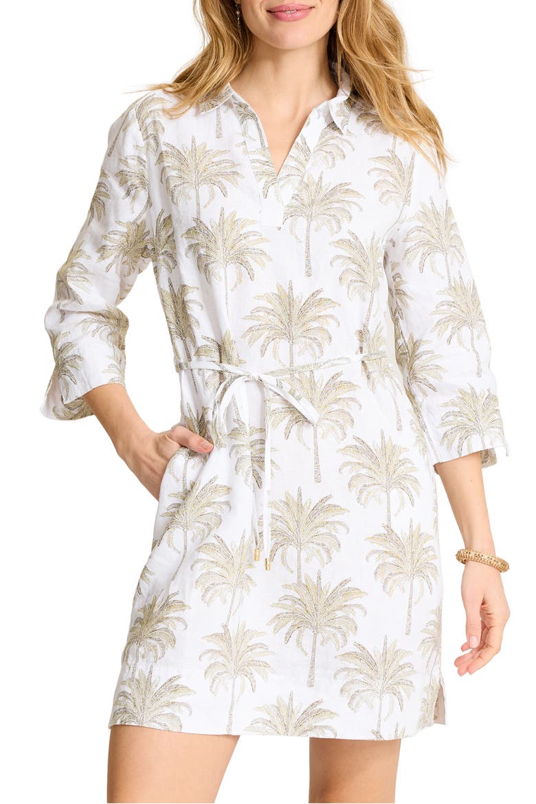 Palm Banks Tie Waist Shift Dress