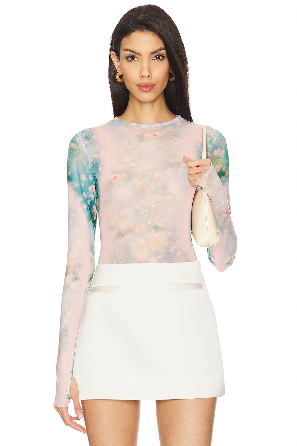 AFRM Kaylee Top in Placed Fog Floral - Image 1