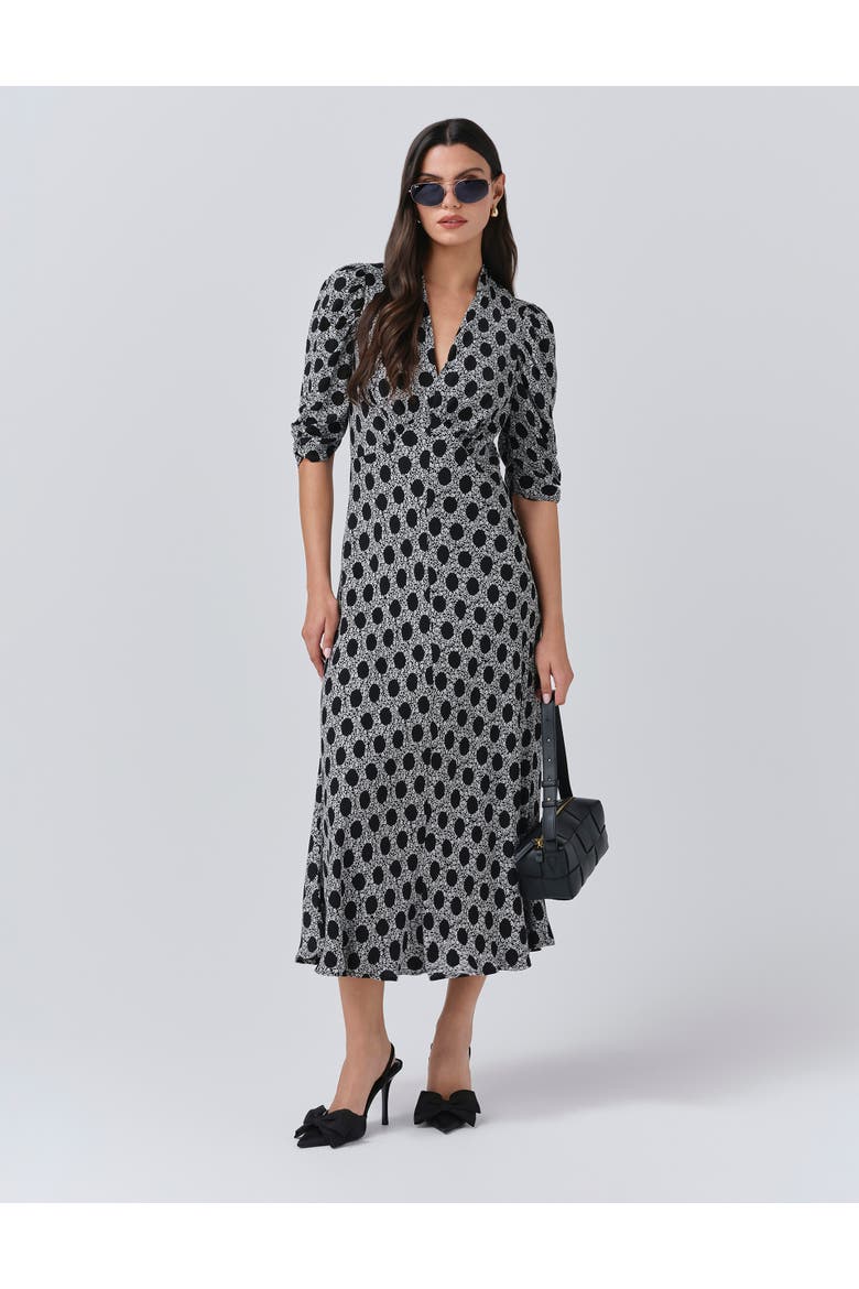 Mia Crepe Polka Dot Midi Tea Dress