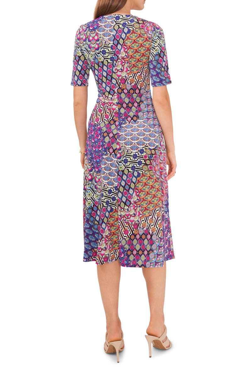 Mix Print Fit & Flare Midi Dress
