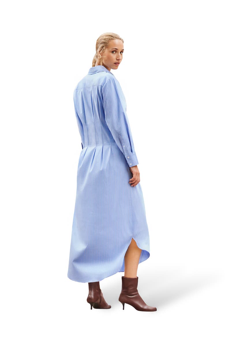 Long Sleeve Stripe Shirt Midi Dress