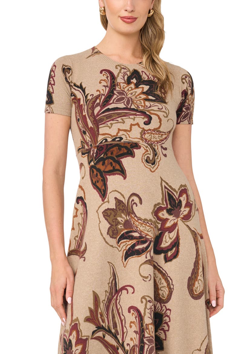 Paisley Print Midi Sweater Dress