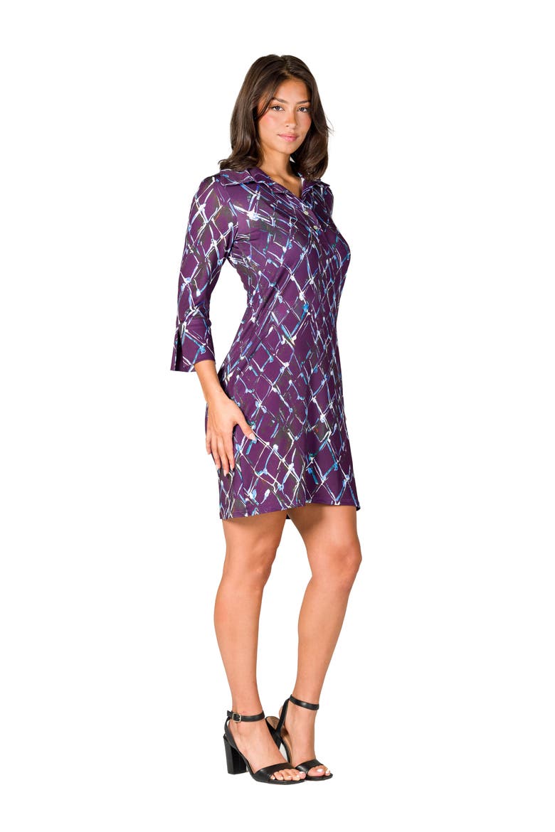 Geometric Print Three Quarter Sleeve Mini Dress