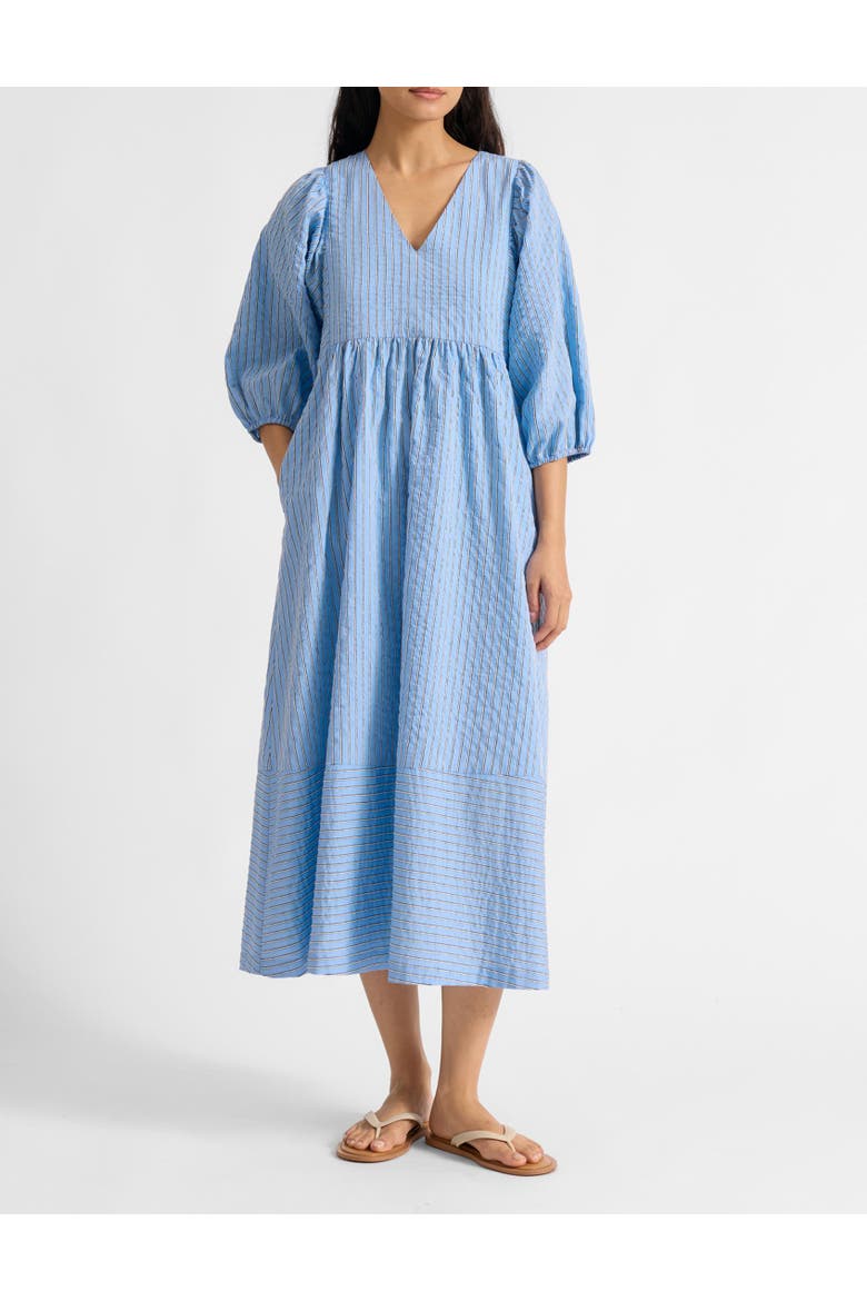 Stripe V-Neck Midi Dress