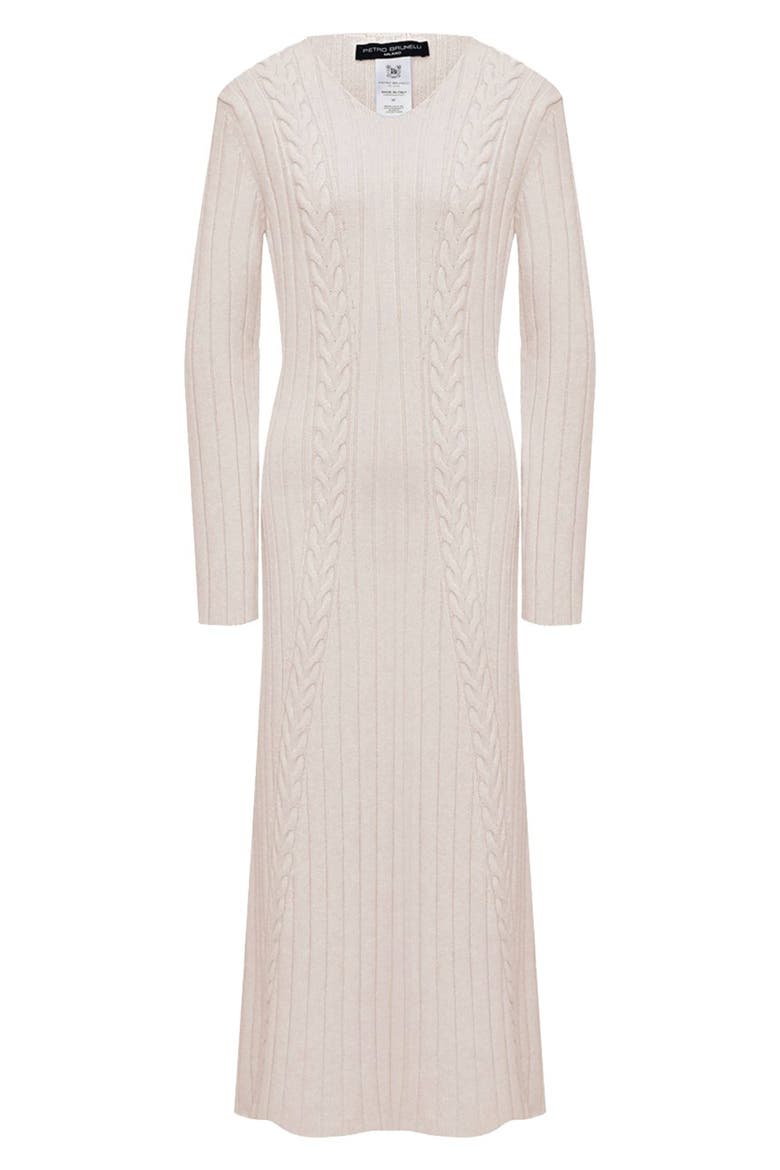 Long Sleeve Mixed Stitch Maternity Midi Sweater Dress