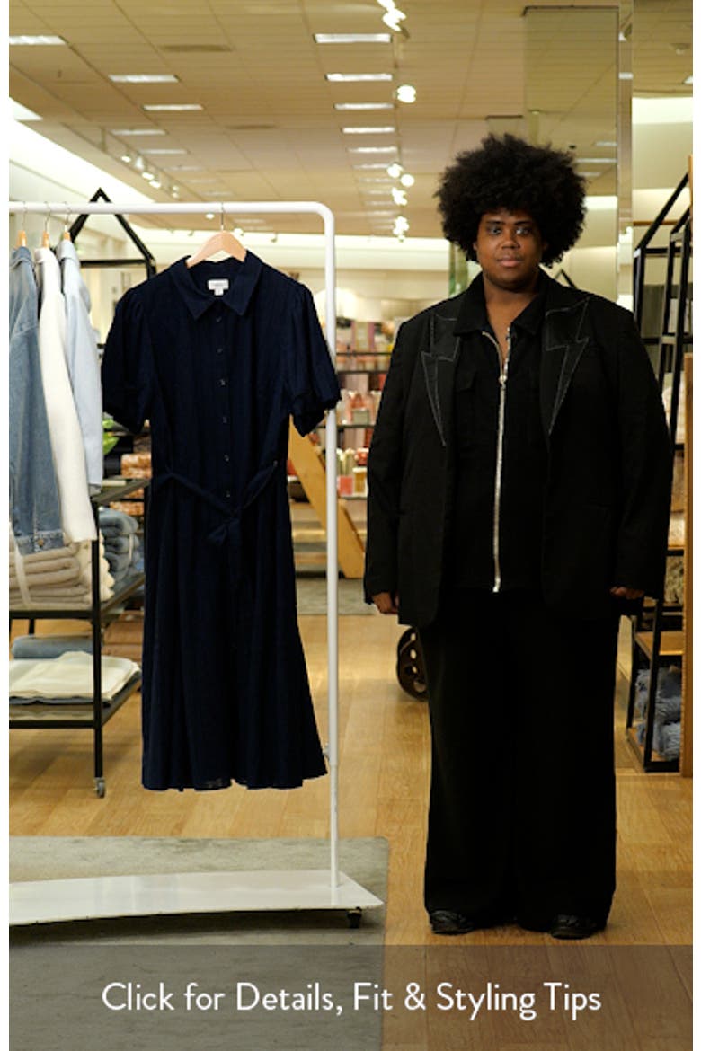 Embroidered Tie Waist Maxi Shirtdress