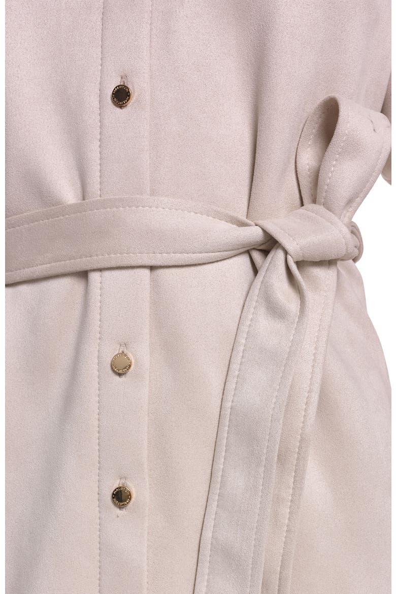 Short Sleeve Suede Midi Shirt Dress