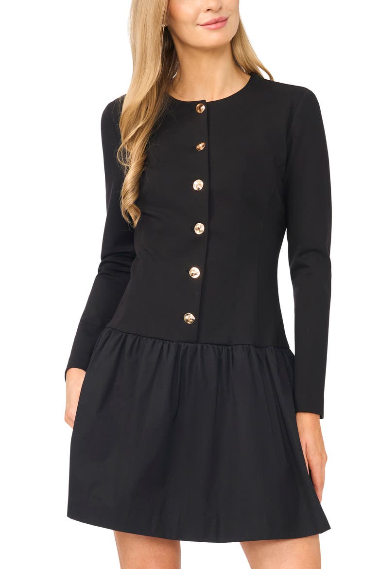 Ponte Minidress with Combo Ruffle