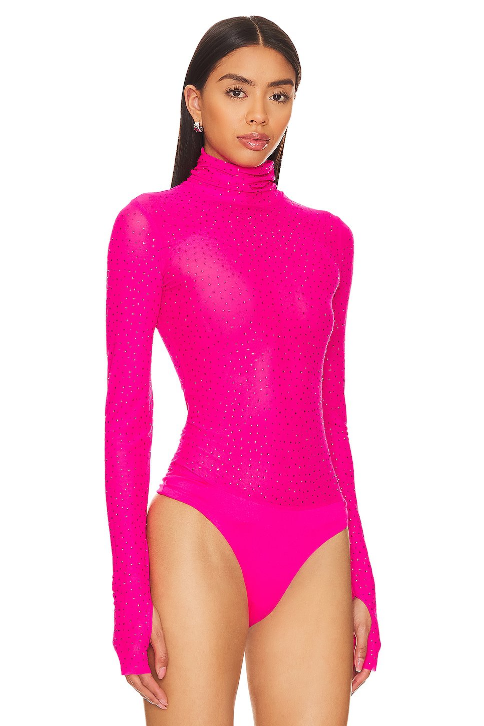 AFRM Milo Rhinestone Bodysuit in Glow Pink - Image 3