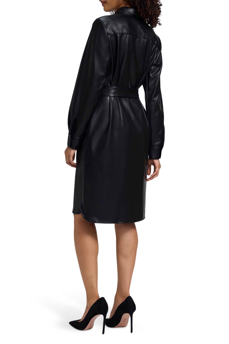 Rocca Long Sleeve Faux Leather Shirtdress