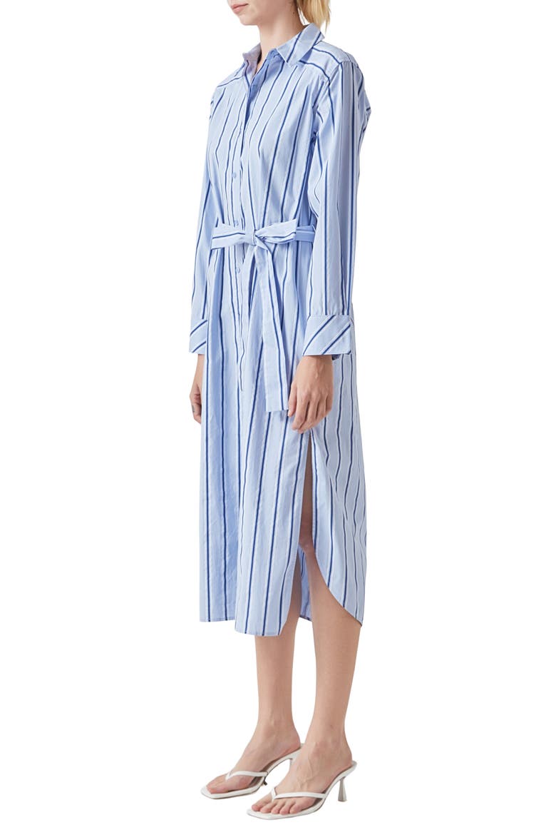 Stripe Long Sleeve Maxi Shirtdress