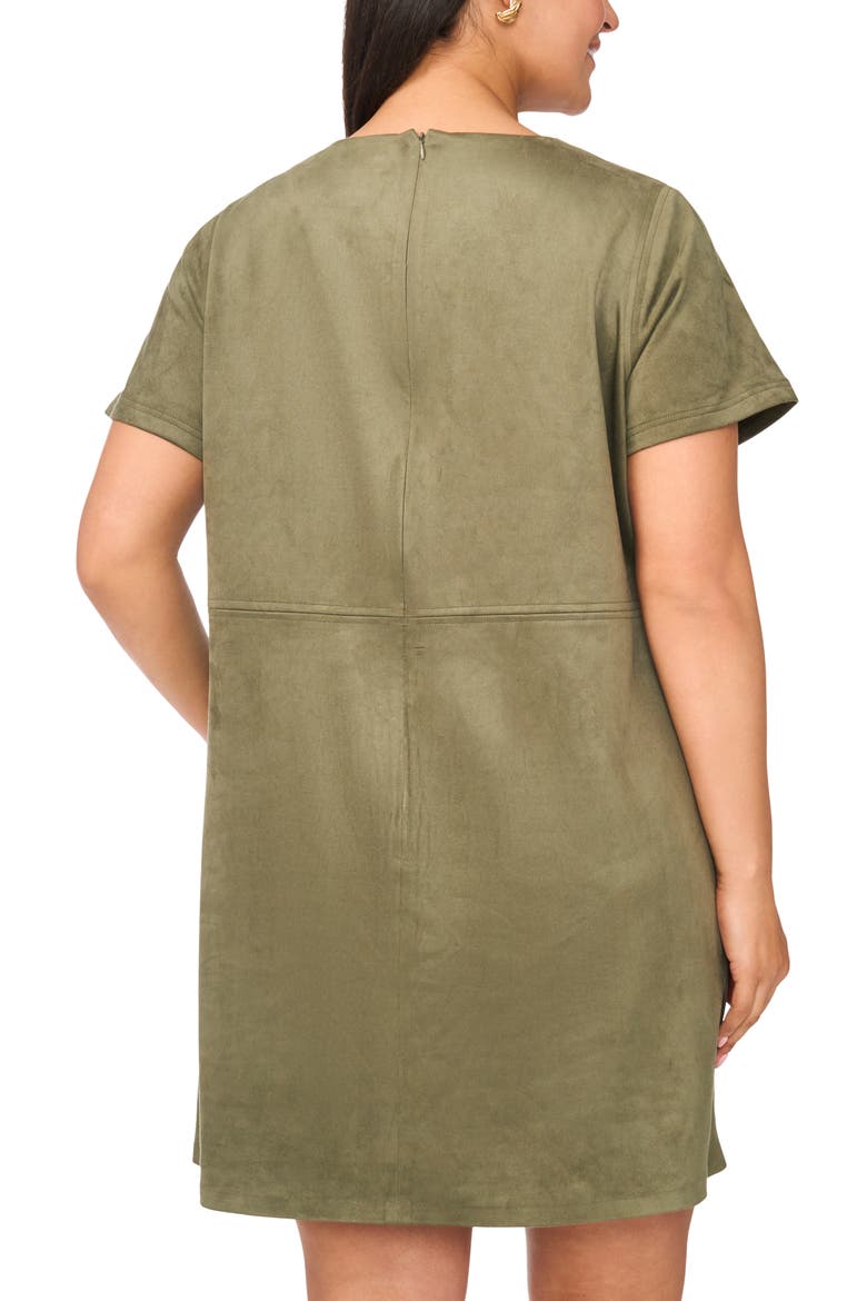 Faux Suede Paneled Shift Minidress