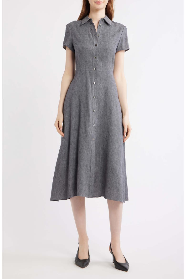 Stretch Linen Blend Shirtdress