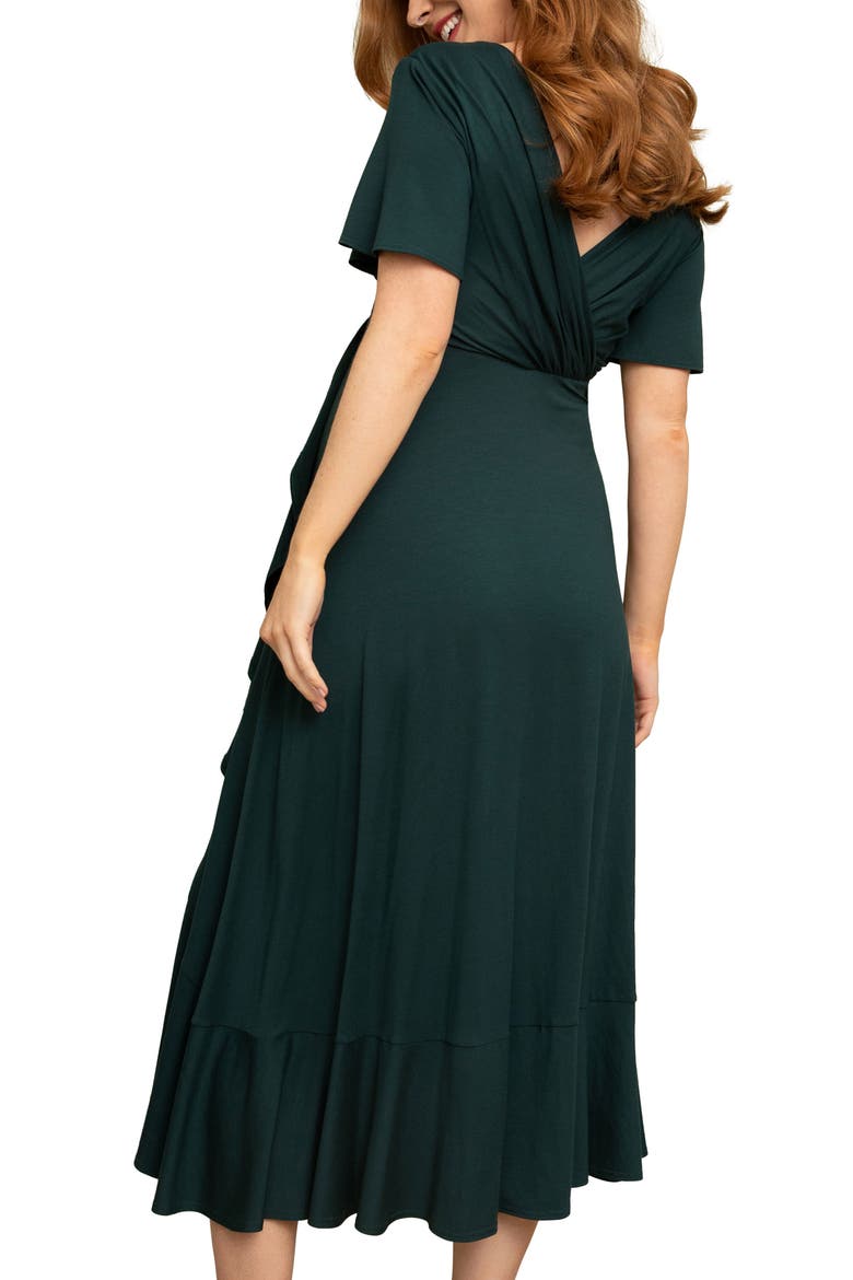 Waterfall Faux Wrap Midi Maternity Dress