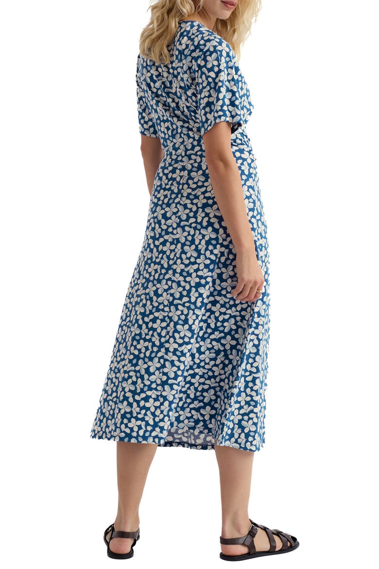Water Mint Twist Front Organic Cotton Blend Midi Dress