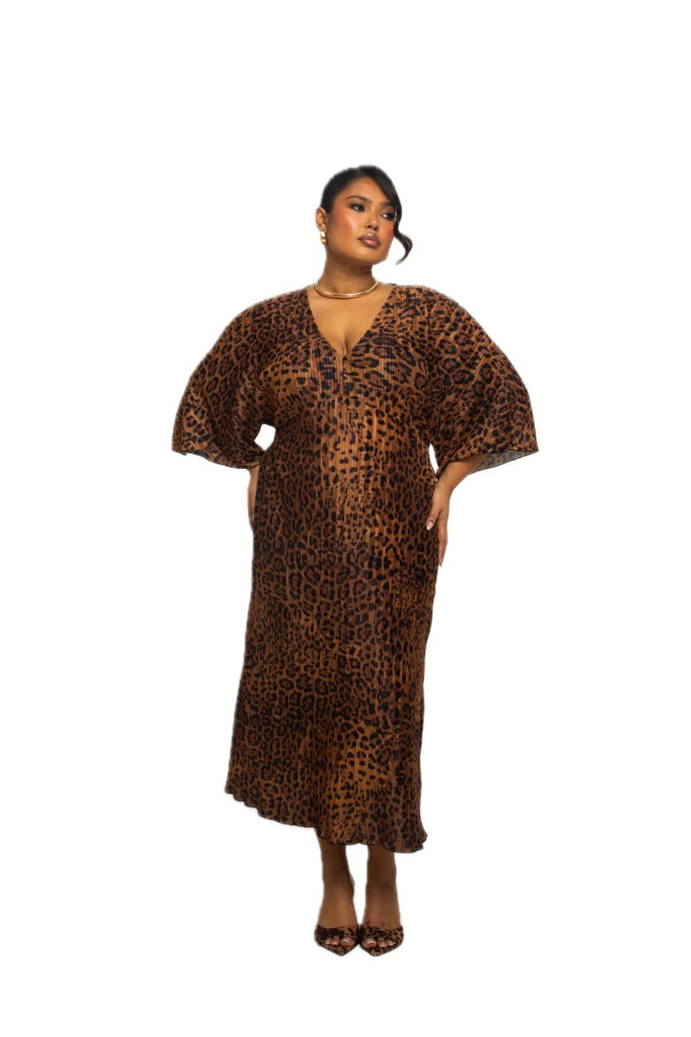 Plus Size Leopard Print Midi Dress